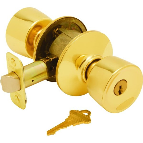 Schlage Bell F Series Knob, Entry, Grade Aaa, Bright Brass
