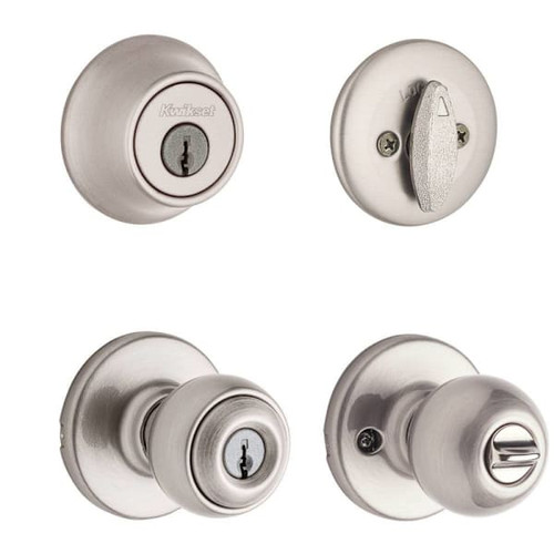 Kwikset Polo Satin Nickel Keyed Entry Knob And Single Cylinder Deadbolt Combo