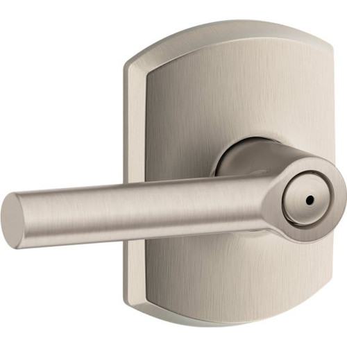 Schlage Broadway F Series Lever With Greenwich Trim, Privacy, Grade Aaa, Satin Nickel