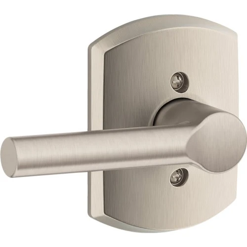 Schlage Broadway F Series Lever With Greenwich Trim, Non-Turning, Grade Aaa, Satin Nickel