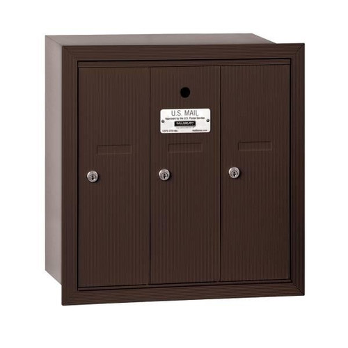 Salsbury Industries Bronze-Vertical Mailbox- Recessed Mounted -3 Doors