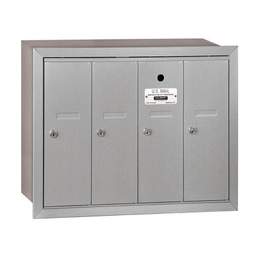 Salsbury Industries Aluminum-Vertical Mailbox- Recessed Mounted -4 Doors