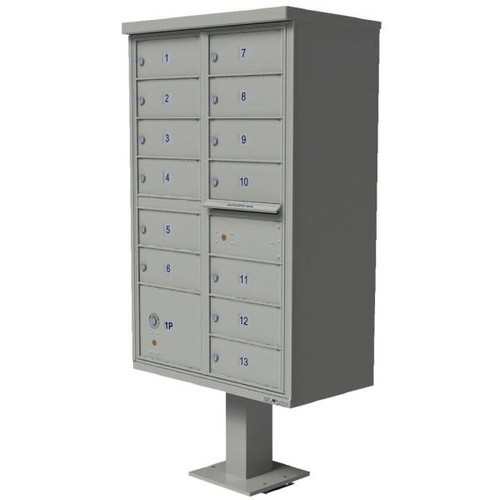 Florence Mfg Cluster Box Unit-13 Mailboxes /1 Parcel Locker/Grey