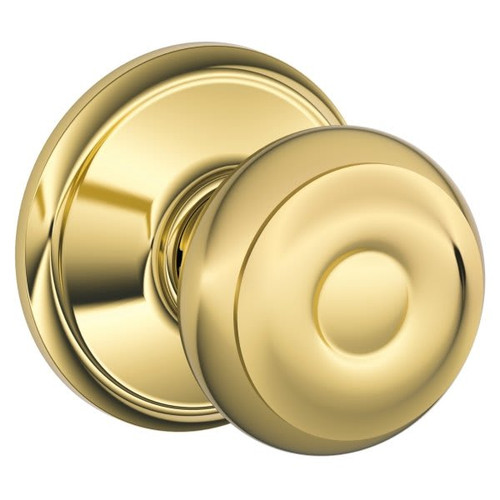 Schlage F-Series Lock F10 Passage Georgian Knob Lifetime (Bright Brass)