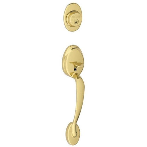 Schlage F-Series Lock F58 Exterior Lever Plymouth Knob Lifetime (Bright Brass)