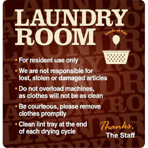 Coordinated Laundry Interior Sign, Brown, 12-1/4 X 12-3/4