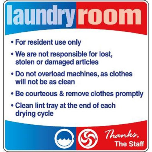 Coordinated Laundry Interior Sign, Red/Blue, 12-1/4 X 12-3/4
