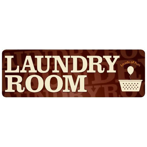 Coordinated Laundry Interior Sign, Brown, 9 X 3