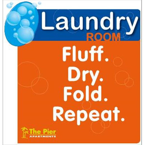 Semi-Custom Coordinated Laundry Interior Sign, Orange/Blue, 12-1/4 X 12-3/4