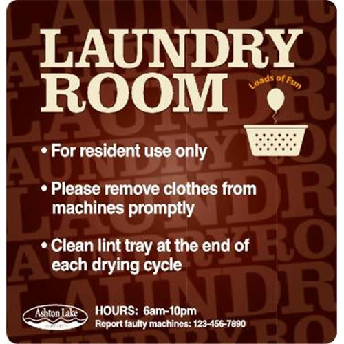 Semi-Custom Coordinated Laundry Interior Sign, Brown, 12-1/4 X 12-3/4