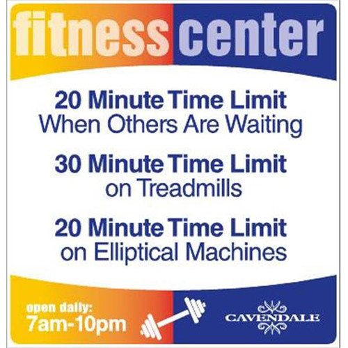 Semi-Custom Coordinated Fitness Center Sign Orange/Blue, 12-1/4 X 12-3/4