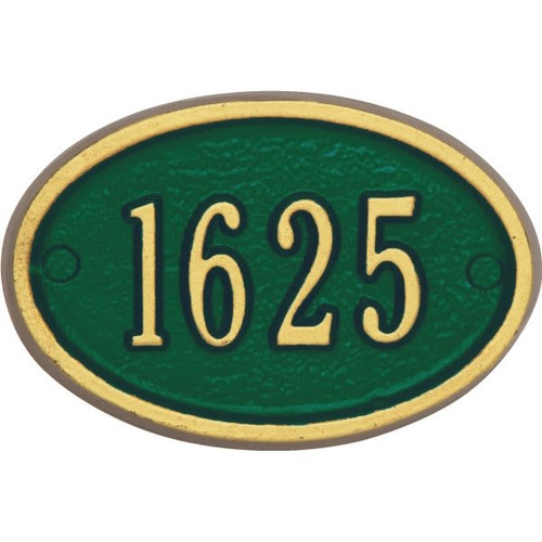 Aluminum Custom 4-Character Door Number Plaque, Oval, 4-1/2" X 3"