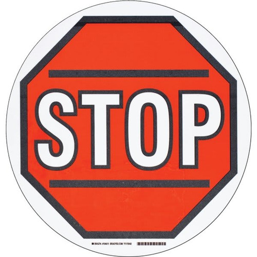 Brady Floor Sign 17" Dia X 0.011" D Black/Red On White