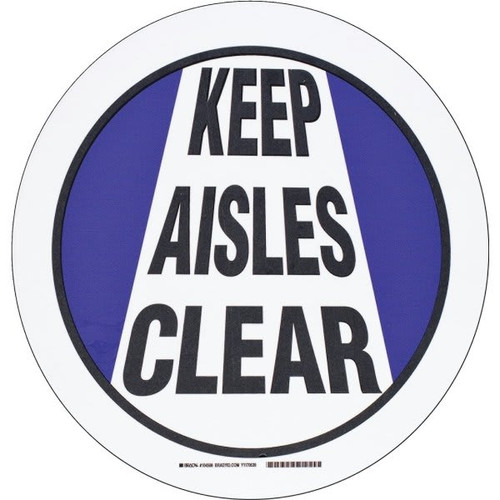 Brady Floor Safety Sign 17" Dia X 0.011" D Black/Blue On White