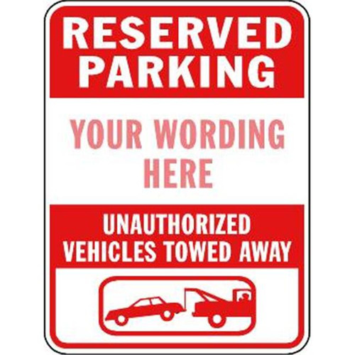 Semi-Custom Reserved Parking Sign, Red, Non-Reflective, 12 X 18