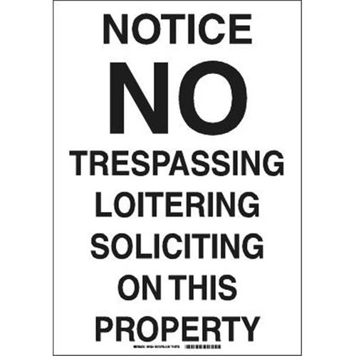 Brady "Notice No Trespassing" Sign 24" H X 18" W X 0.1" D Fiberglass
