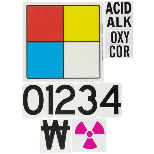 Brady Nfpa Placard System Kit 11x11 Fiberglass Black/Blue/Red/Yellow On White