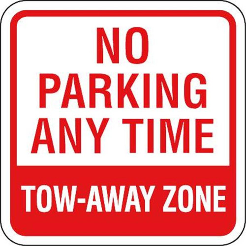 Tow Away Zone Mini Sign, Reflective, 12x12