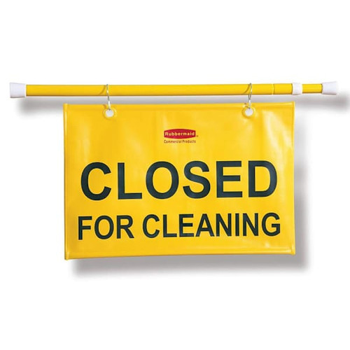Rubbermaid Commercial Hanging Safety Sign For Doorway, Closed For Cleaning, Yellow