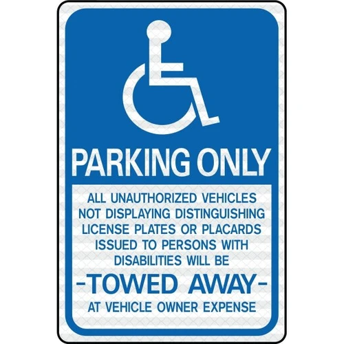 Hy-Ko "Handicapped Parking Only" Sign, 18 X 12",  Reflective Aluminum
