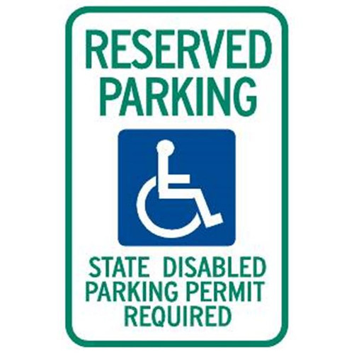 Washington Reserved Parking/State Disabled... Parking Sign, 12 X 18"