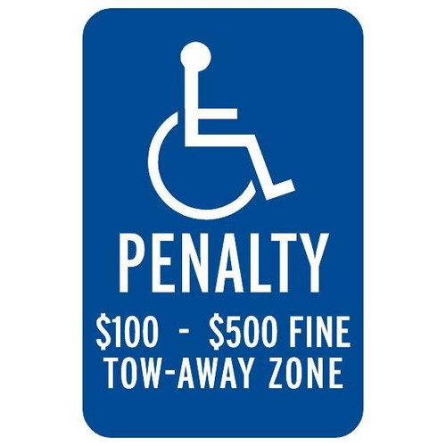 Virginia Penalty...fine/Tow-Away Zone Disabled Parking Sign, 12 X 18"