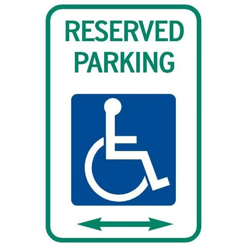 Reserved Parking Disabled Parking Sign With Arrows, Reflective, 12 X 18