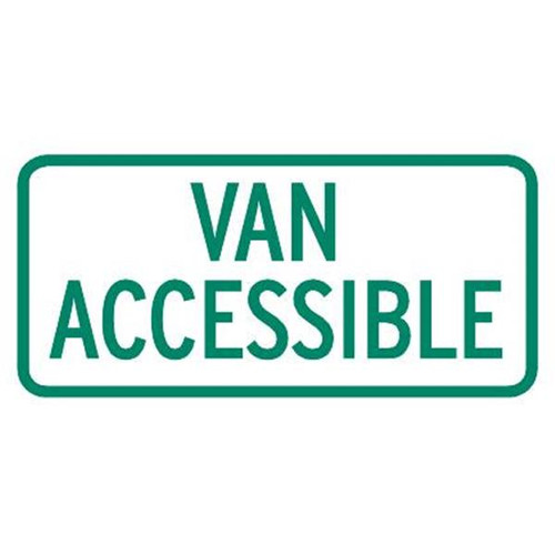 Van Accessible Disabled Parking Sign, Green Reflective, 12 X 6