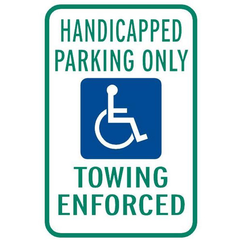 Towing Enforced Disabled Parking Sign, Reflective, 12 X 18