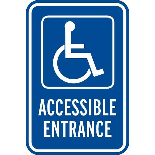 Accessible Entrance Disabled Parking Sign, Non-Reflective, 12 X 18 In
