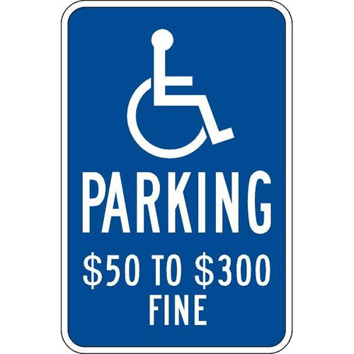Missouri Parking Sign, 50 To 300 Dollar Fine, Reflective, 12 X 18"