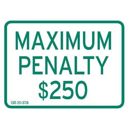 N. Carolina Max Penalty 250 Dollar Supplemental Disabled Parking Sign, 12 X 9"