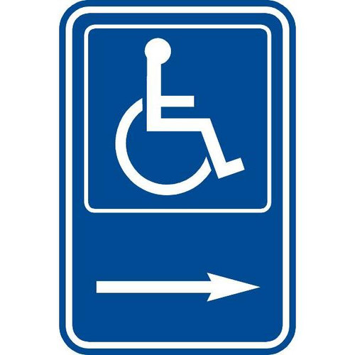Disabled Parking Symbol Sign Wiith Right Arrow, Reflective, 12 X 18"