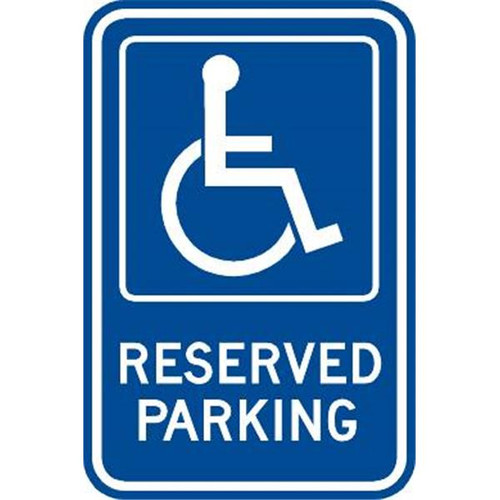 Reserved Parking Disabled Parking Sign, Blue Reflective, 12 X 18