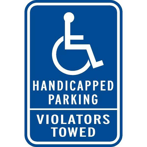 Sign "Handicapped Parking Violators Towed"