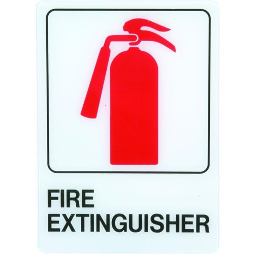 Hy-Ko "Fire Extinguisher" Sign, Self-Adhesive Plastic, 5 X 7"