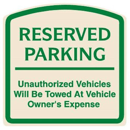 Reserved Parking Sign, Green On Ivory, Non-Reflective, 16 X 16