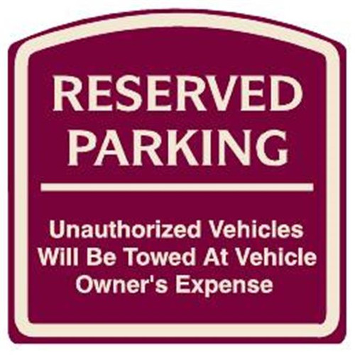 Reserved Parking Sign, Ivory On Burgundy, Non-Reflective, 16 X 16