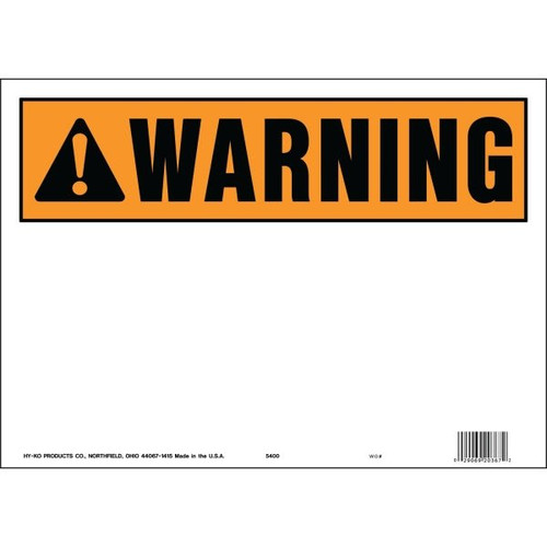 Hy-Ko "Warning" Sign, Polyethylene, 14 X 10", Package Of 5