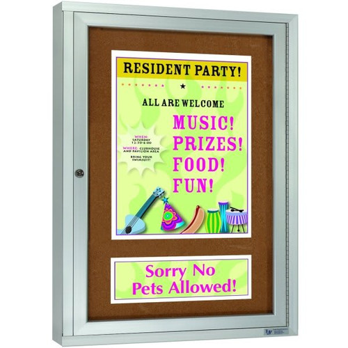 Indoor Enclosed Cork Bulletin Board, Aluminum, 18 X 24", Illuminated
