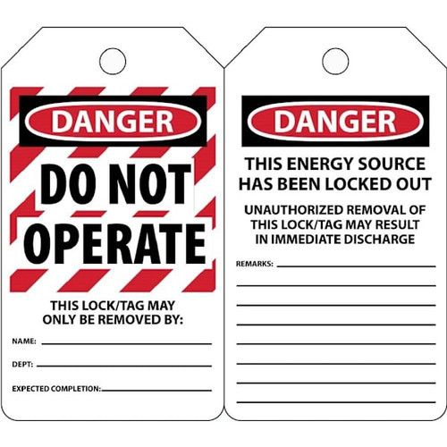 Accuform Danger Do Not Operate 5 3/4" X 3 1/4" Lockout Tag Package Of 25