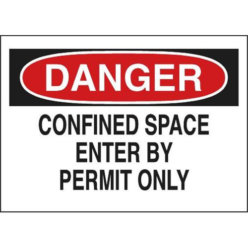 Brady "Danger Confined Space" Sign 10"Hx14"Wx0.035"D Aluminum Black/Red/White