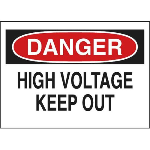 Brady "Danger High Voltage Keep Out" Sign 10"Hx14"W Fiberglass Black/Red/White
