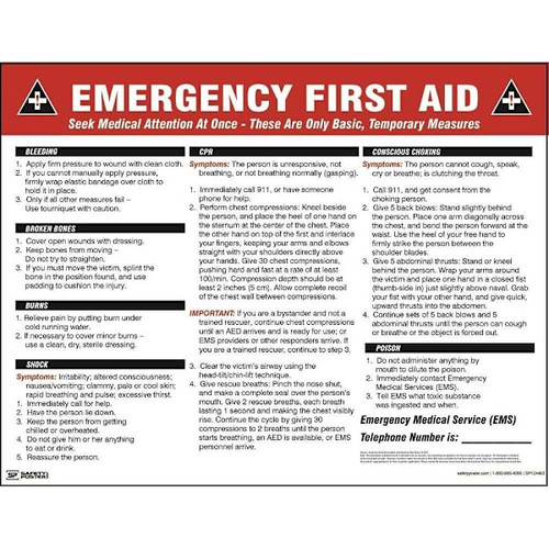 Accuform Safety Poster Emergency First Aid 17" X 22" Laminated Pf-Cardstock