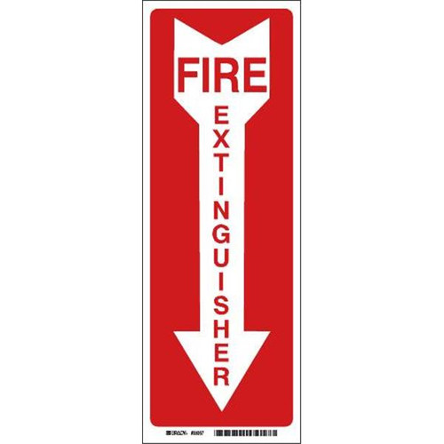 Brady Fire Extinguisher Sign 14" H X 5" W Polyester White On Red
