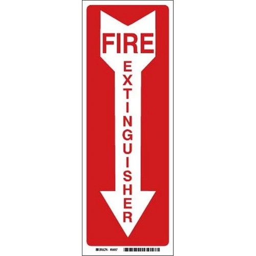 Brady Fire Extinguisher Sign 14" H X 3.5" W X 0.1" D Fiberglass White On Red