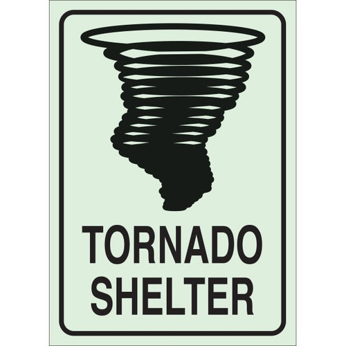 Brady 10 X 7" Glow In The Dark Self Sticking Tornado Shelter Sign