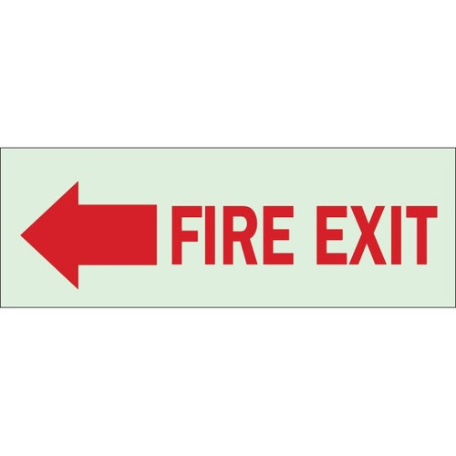 Brady 3-1/2 X 10" Glow In The Dark Self Sticking Fire Exit Left Sign