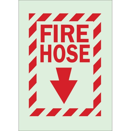 Brady 14 X 10" Glow In The Dark Self Sticking Fire Hose Sign
