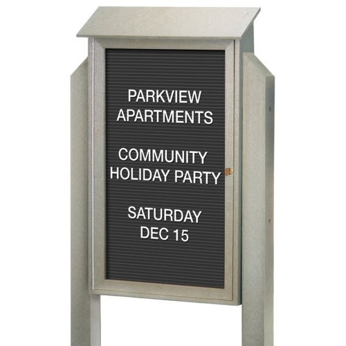 Enclosed Single Door Indoor Letter Board, Light Gray, 38 X 54"